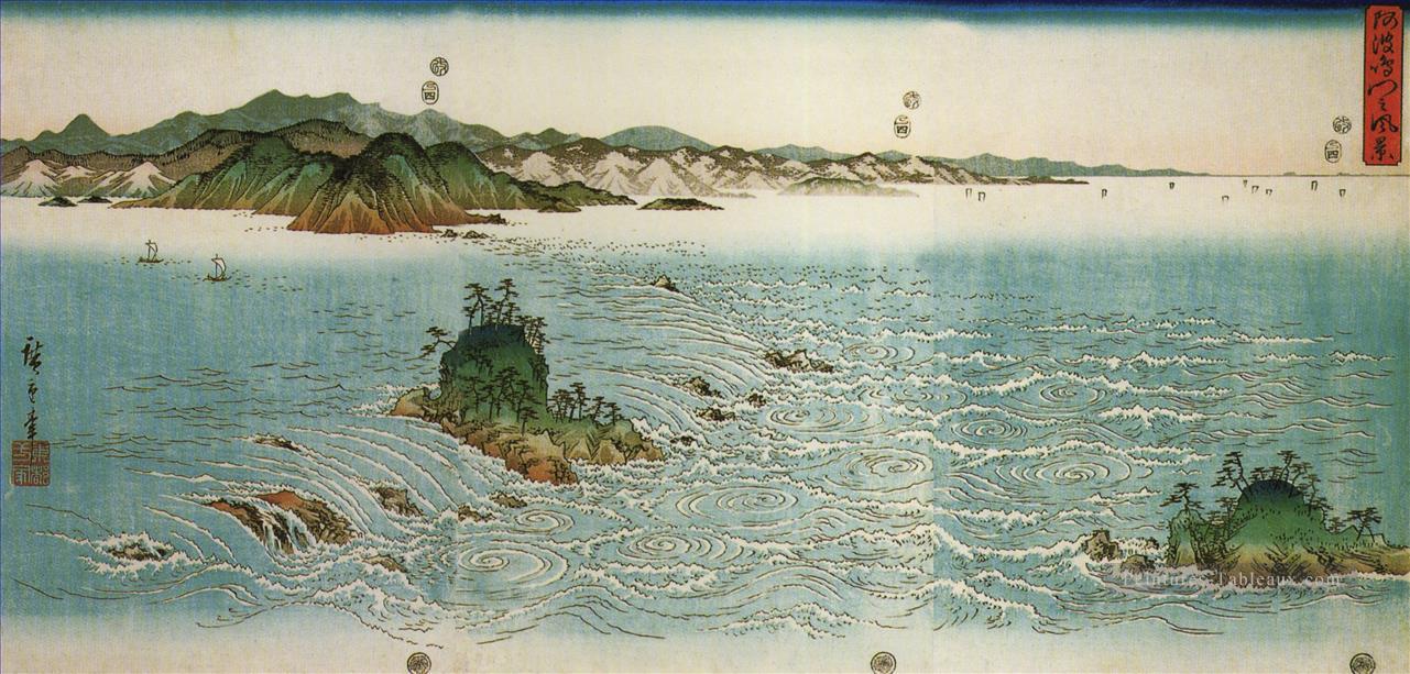 tourbillons sur une côte rocheuse Utagawa Hiroshige ukiyoe Peintures à l'huile